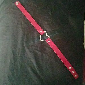Heart-Shaped Leather Choker